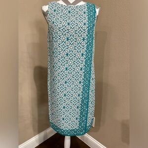 Women’s Max Studio White and Turqoise Printed Mini Dress, EUC!